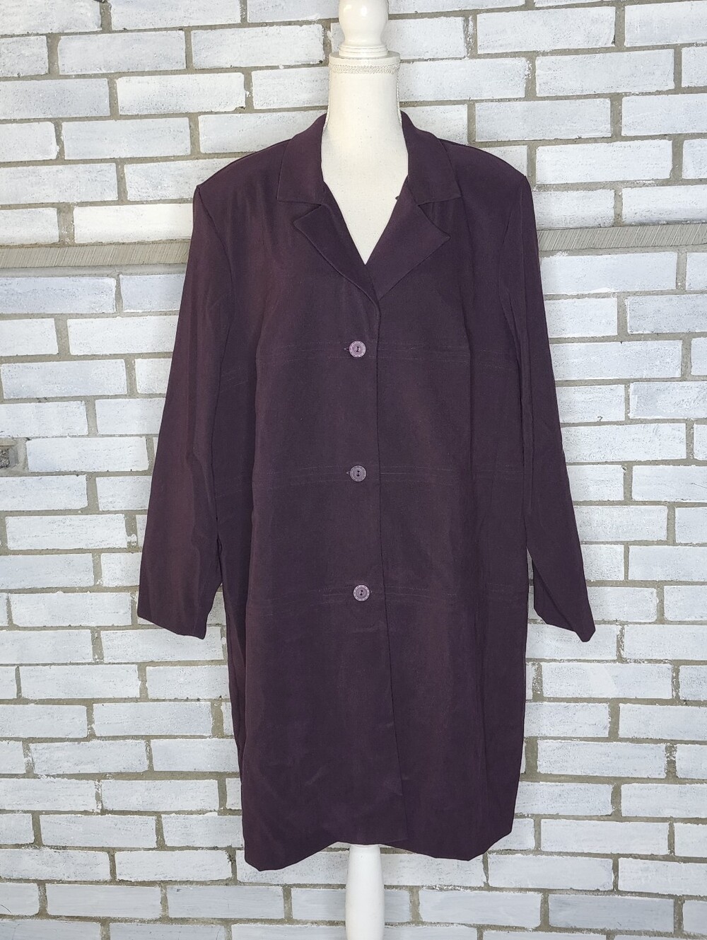 • Sag Harbor Women's Long Sleeve Button Front Jacket Plus Size 22W Purple